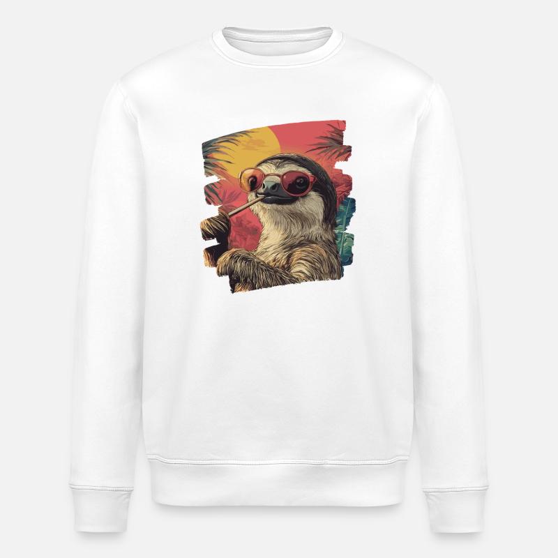 Sloth - Stanley/Stella ROLLER Unisex Organic Sweatshirt - white