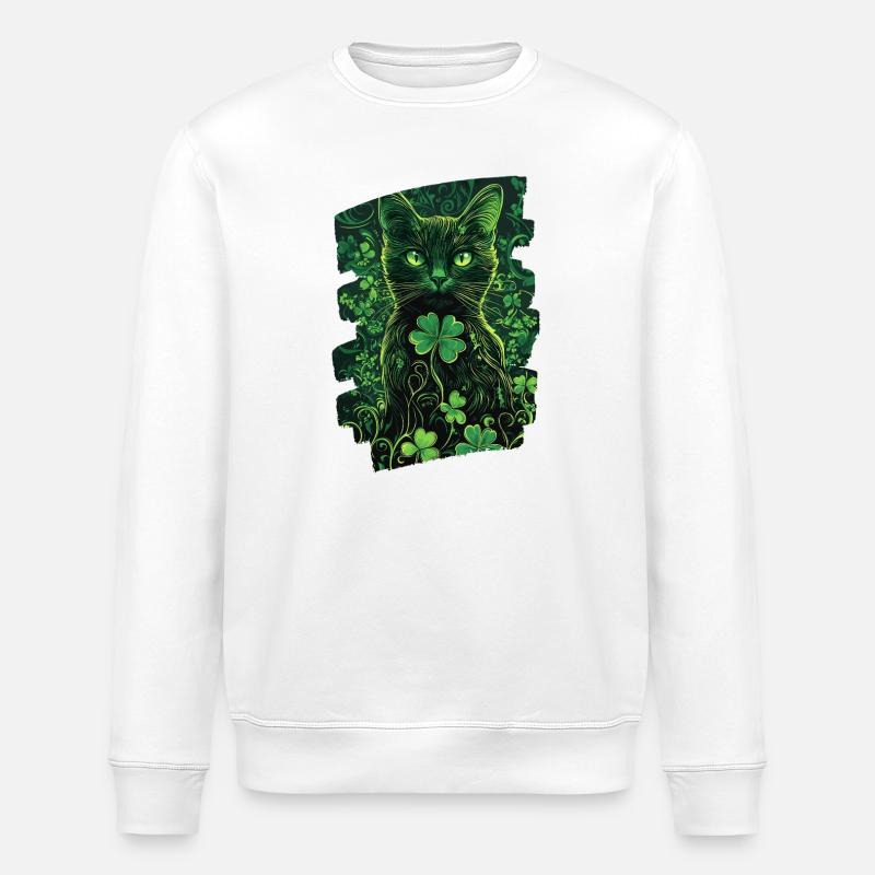 Chat de la Saint-Patrick - Sweat bio ROLLER Stanley/Stella Unisexe - blanc