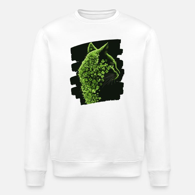 St Patricks day Katze - Stanley/Stella Unisex Bio-Sweatshirt ROLLER - Weiß