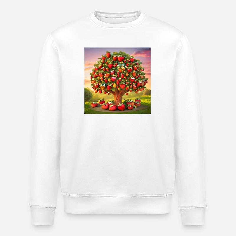 fraise, fruit, j'aime les fraises - Sweat bio ROLLER Stanley/Stella Unisexe - blanc