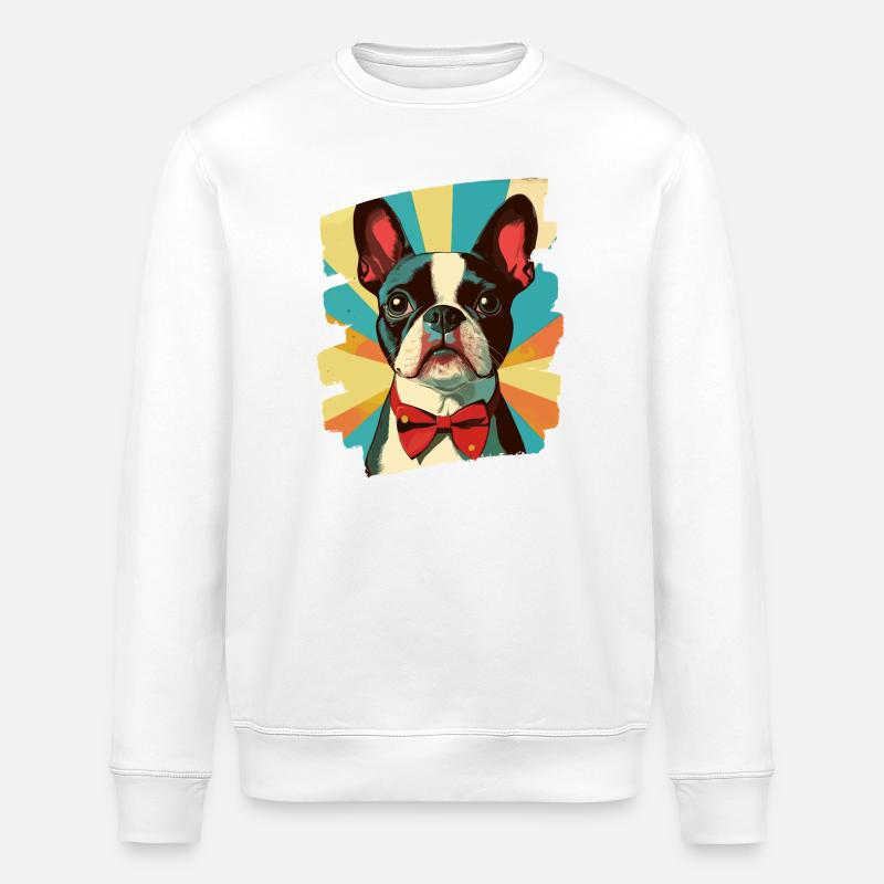 Boston Terrier - Stanley/Stella ROLLER Unisex Organic Sweatshirt - white