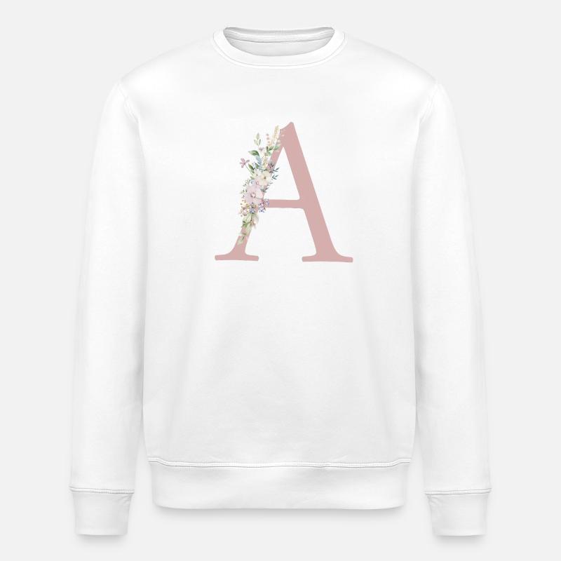 A Monogramm, Floral, personalisierbar - Stanley/Stella Unisex Bio-Sweatshirt ROLLER - Weiß