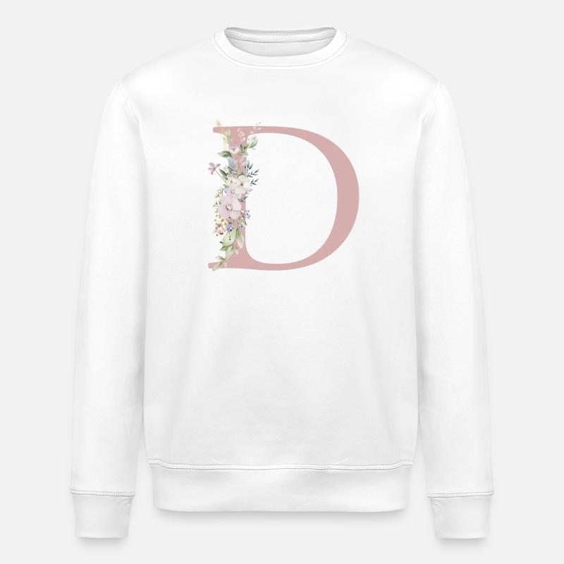 D Monogram, Floral, Customizable - Stanley/Stella ROLLER Unisex Organic Sweatshirt - white