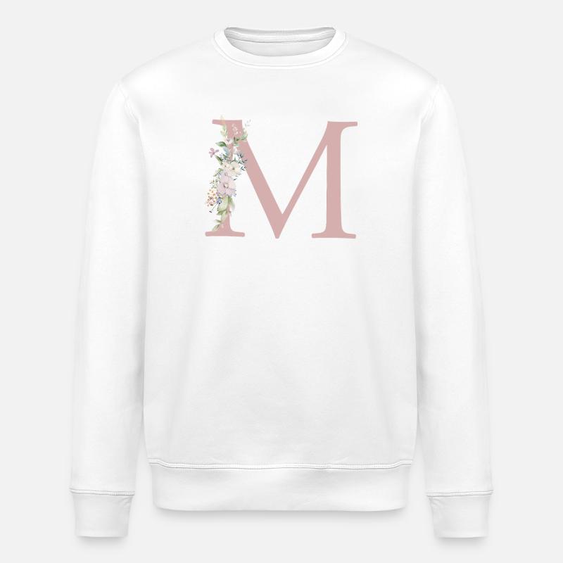 M Monogram, Floral, Personnalisable - Sweat bio ROLLER Stanley/Stella Unisexe - blanc