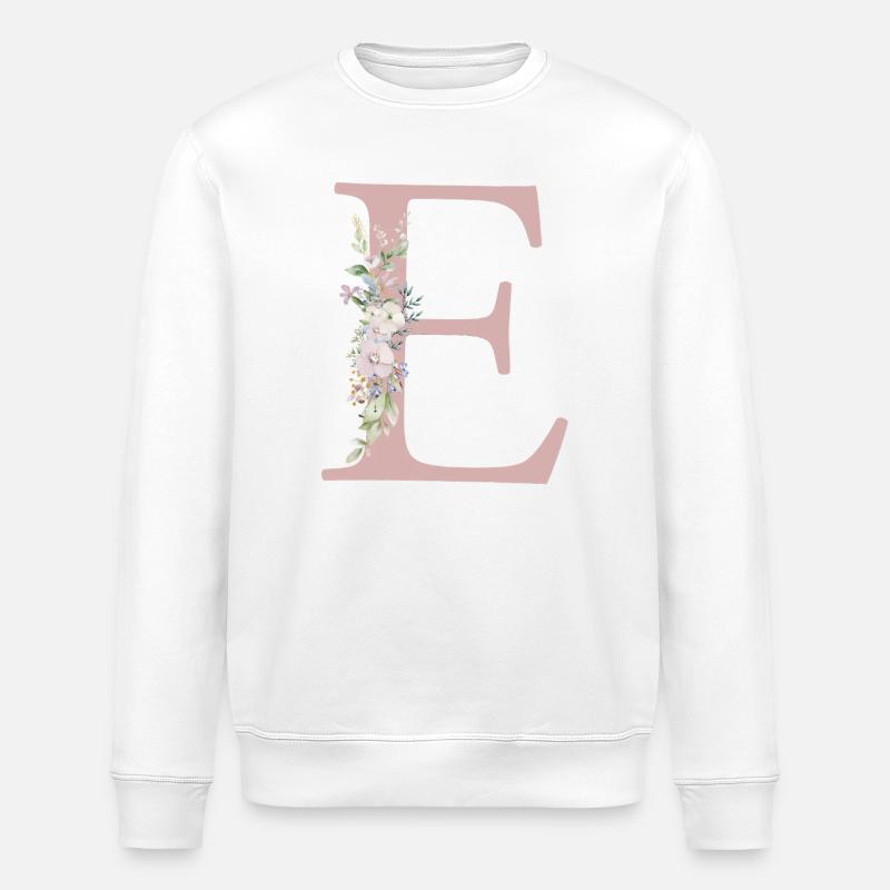 E Monogram, Floral, Personnalisable - Sweat bio ROLLER Stanley/Stella Unisexe - blanc