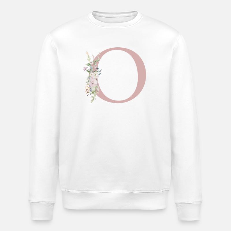 O Monogram, Floral, Customizable - Stanley/Stella ROLLER Unisex Organic Sweatshirt - white
