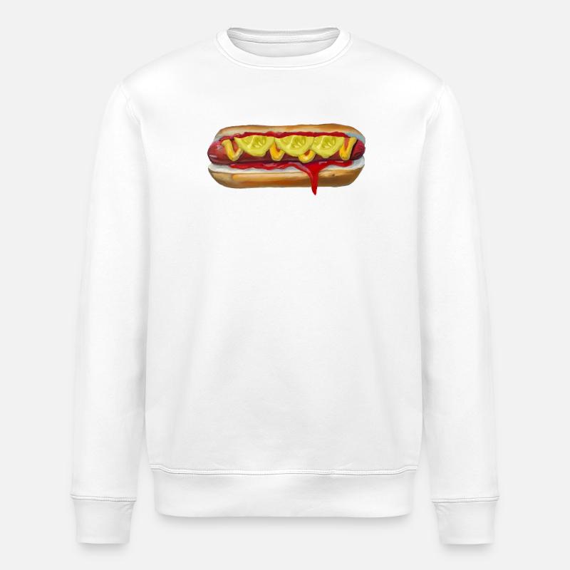 Farbexplosiver Hotdog Malerei - Stanley/Stella Unisex Bio-Sweatshirt ROLLER - Weiß