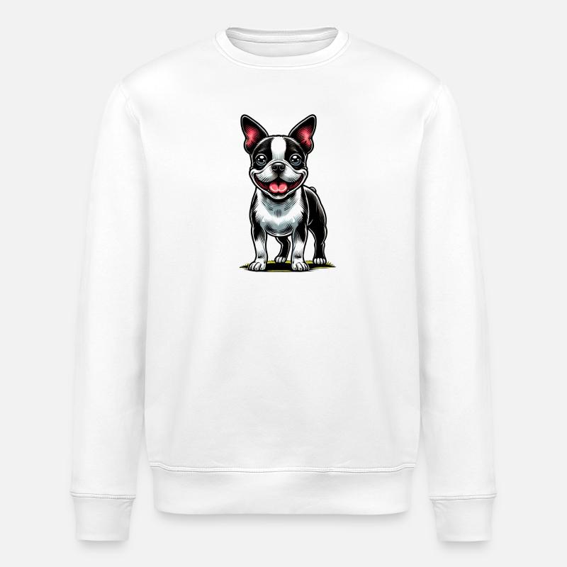 Chien Bostie mignon - Sweat bio ROLLER Stanley/Stella Unisexe - blanc