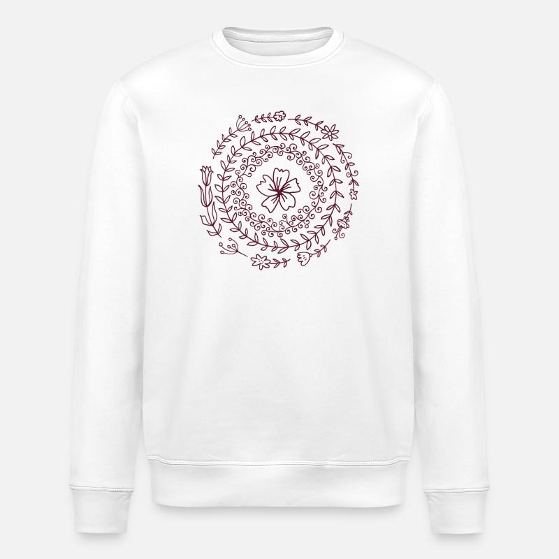 Mandala Spirale Florale - Sweat bio ROLLER Stanley/Stella Unisexe - blanc