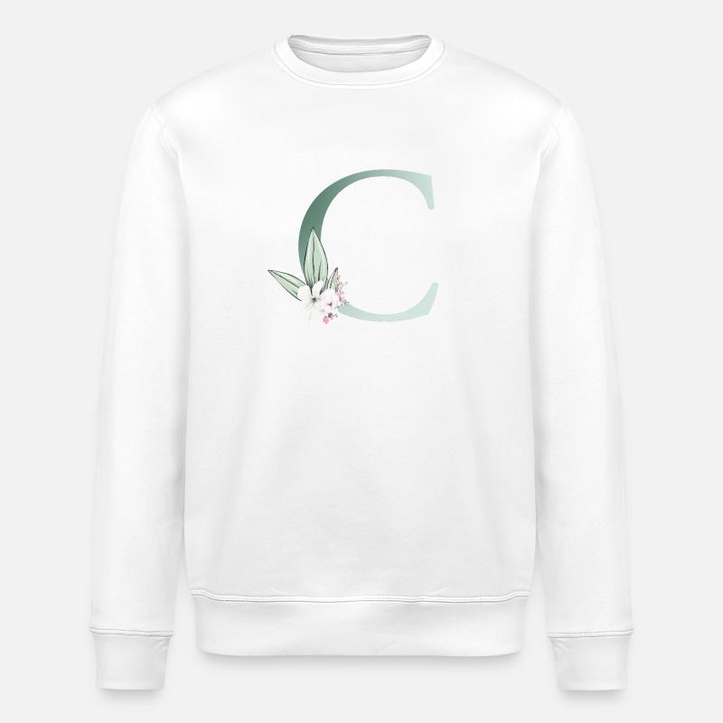 C Monogramme, Floral, Personnalisable - Sweat bio ROLLER Stanley/Stella Unisexe - blanc