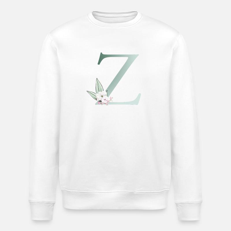 Z Monogram, Floral, Personalizable - Stanley/Stella ROLLER Unisex Organic Sweatshirt - white