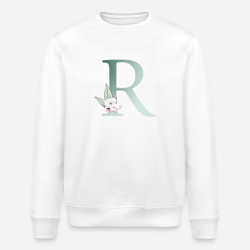 R Monogram, Floral, Personnalisable - Sweat bio ROLLER Stanley/Stella Unisexe - blanc