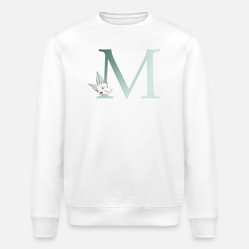 M Monogram, Floral, Personnalisable - Sweat bio ROLLER Stanley/Stella Unisexe - blanc