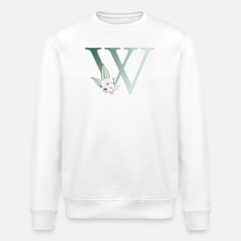 W Monogramme, Floral, Personnalisable - Sweat bio ROLLER Stanley/Stella Unisexe - blanc
