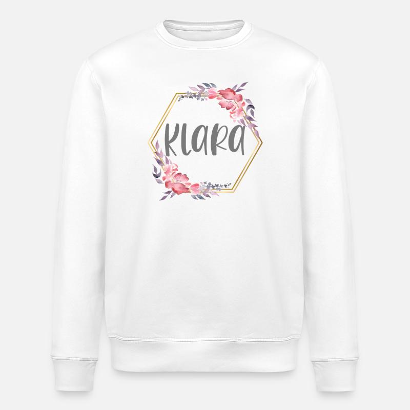 Klara Mädchen Name personalisiertes Geschenk - Stanley/Stella Unisex Bio-Sweatshirt ROLLER - Weiß