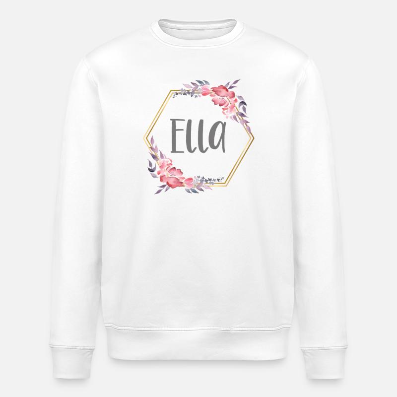 Ella Mädchen Name personalisiertes Geschenk - Stanley/Stella Unisex Bio-Sweatshirt ROLLER - Weiß