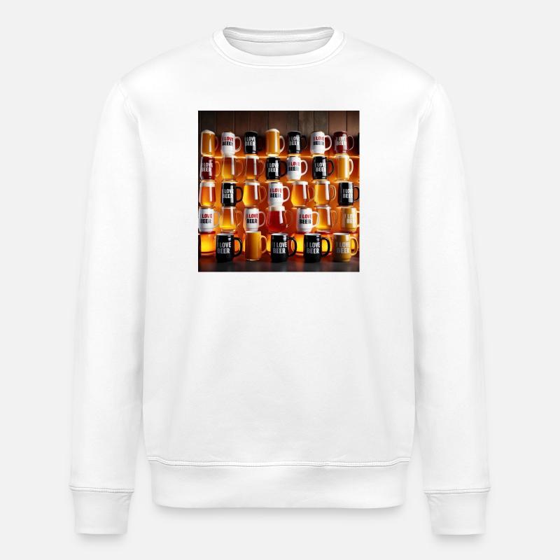 I Love Beer Mug Pattern - Stanley/Stella ROLLER Unisex Organic Sweatshirt - white