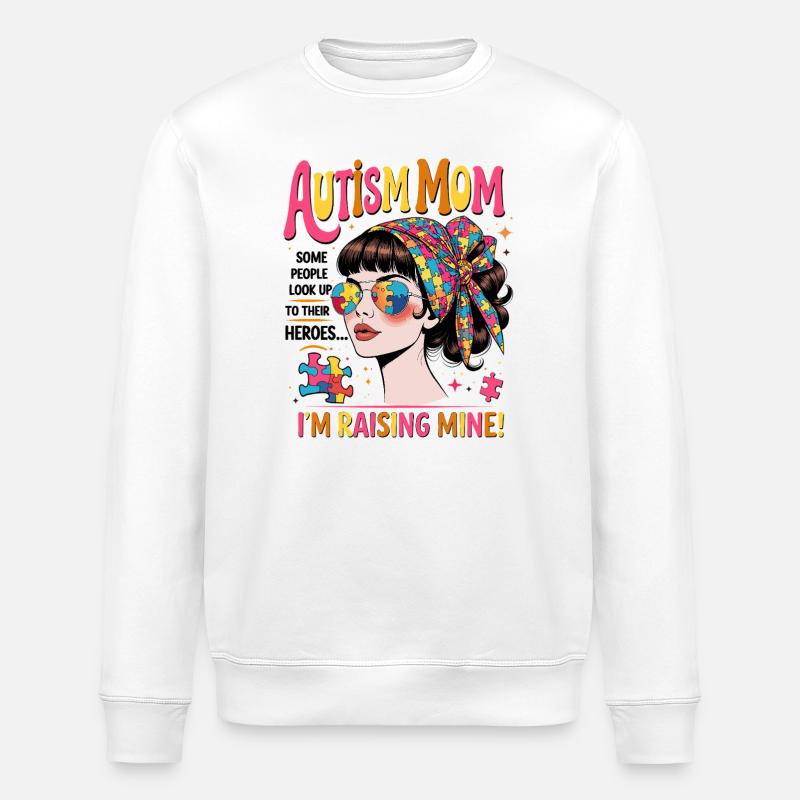MÈRE AUTISTE - Sweat bio ROLLER Stanley/Stella Unisexe - blanc