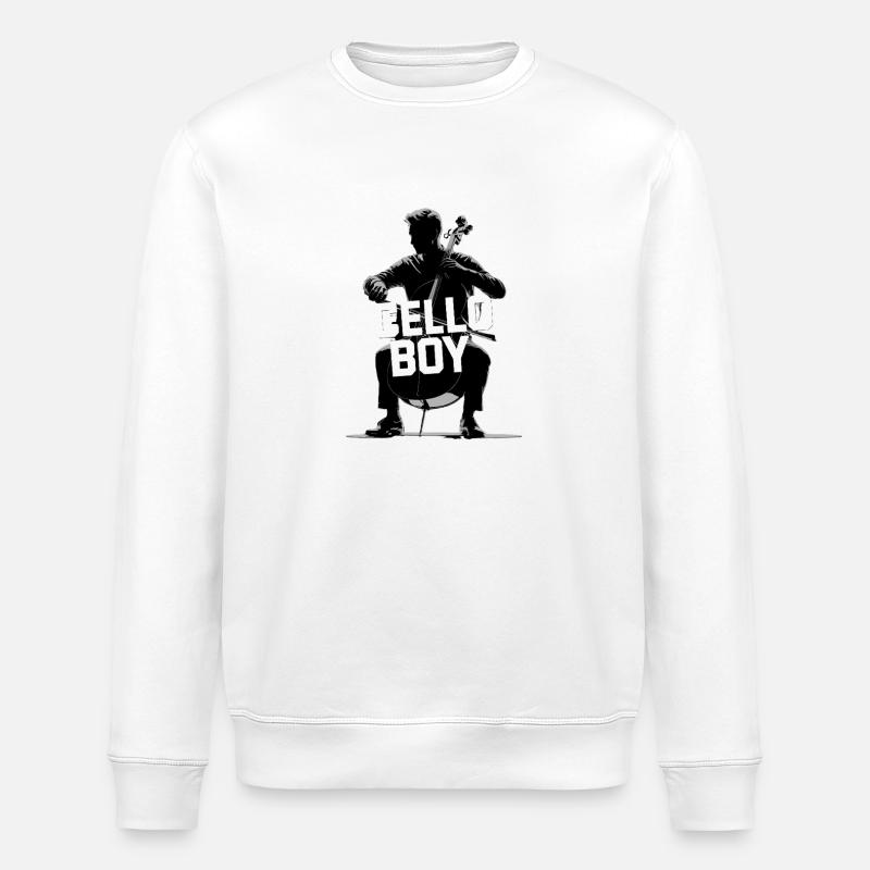 Cello Boy Cellist Silhouette - Stanley/Stella ROLLER Unisex Organic Sweatshirt - white