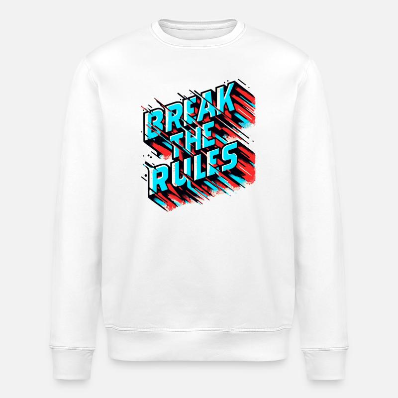 Break the Rules – Glitch Effect - Stanley/Stella ROLLER Unisex Organic Sweatshirt - white