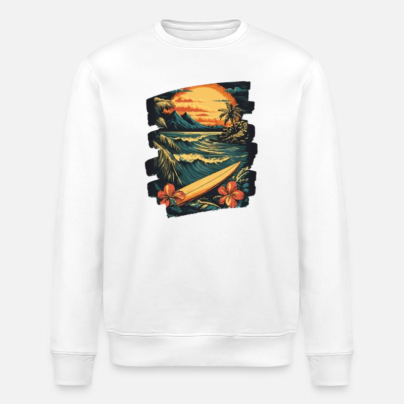 Plage d’Hawaï - Sweat bio ROLLER Stanley/Stella Unisexe - blanc