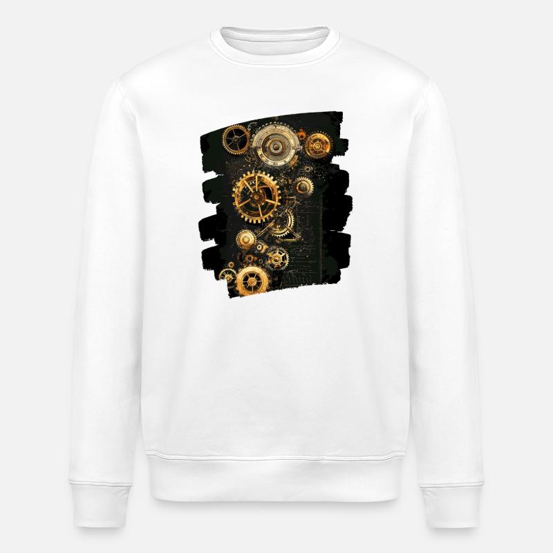 Steampunk Clockwork - Stanley/Stella ROLLER Unisex Organic Sweatshirt - white