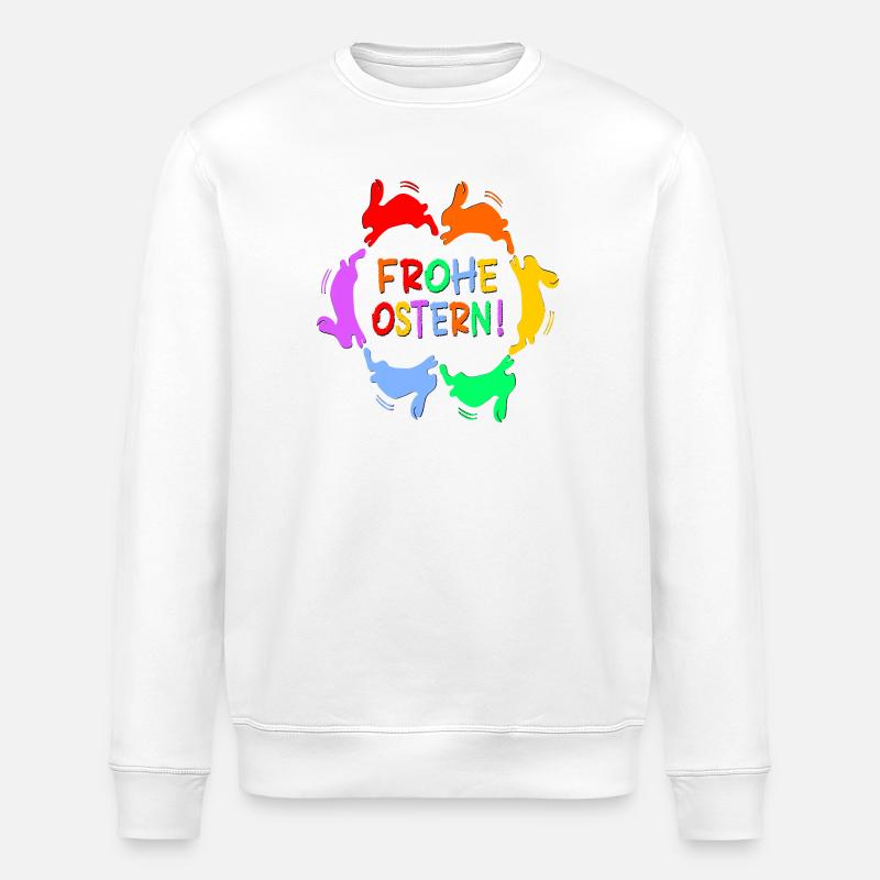 FROHE OSTERN WÜNSCHEN OSTERHASEN - Stanley/Stella Unisex Bio-Sweatshirt ROLLER - Weiß