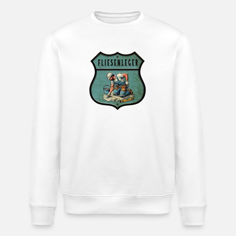 Fliesenleger Wappen Design - Stanley/Stella Unisex Bio-Sweatshirt ROLLER - Weiß