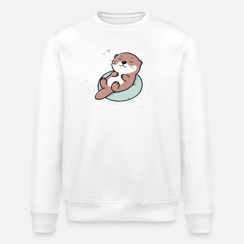 Loutre détendue - Illustration d’animal mignon - Sweat bio ROLLER Stanley/Stella Unisexe - blanc