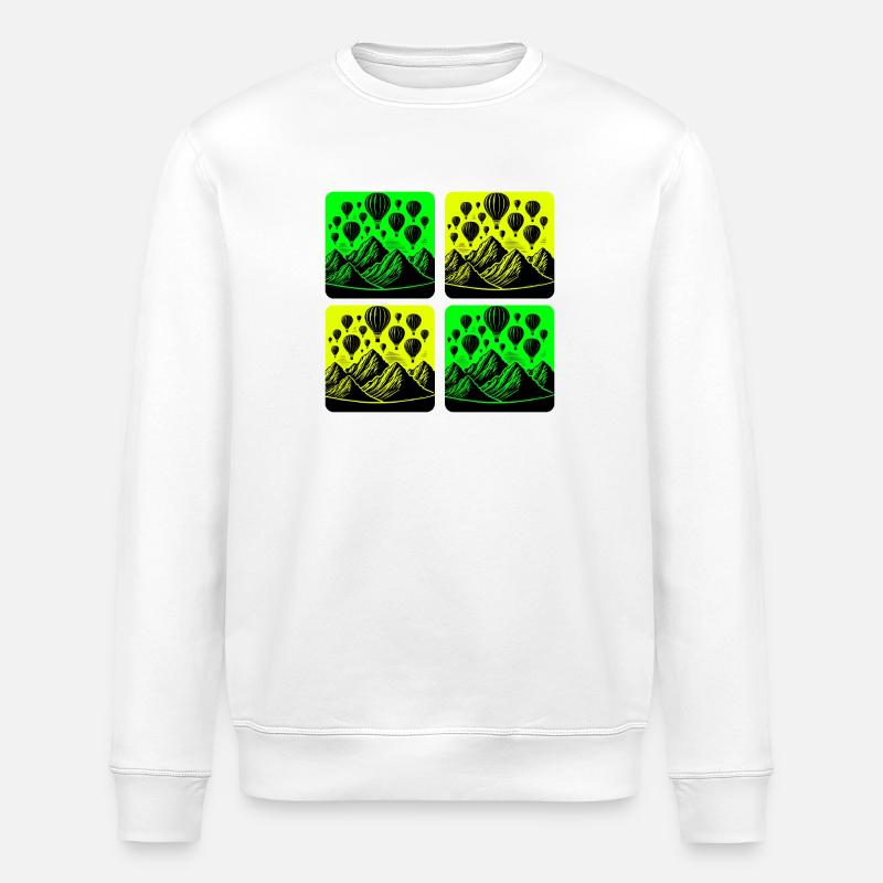 Heißluftballons über den Bergen - Stanley/Stella Unisex Bio-Sweatshirt ROLLER - Weiß