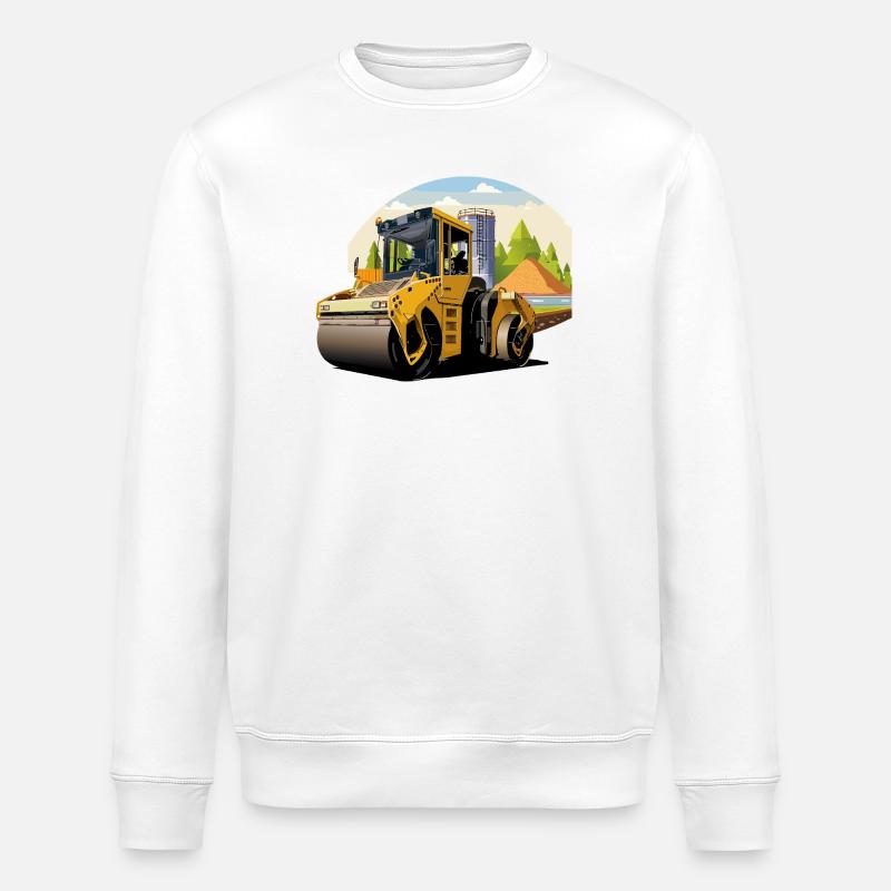 Road roller at work - Stanley/Stella ROLLER Unisex Organic Sweatshirt - white