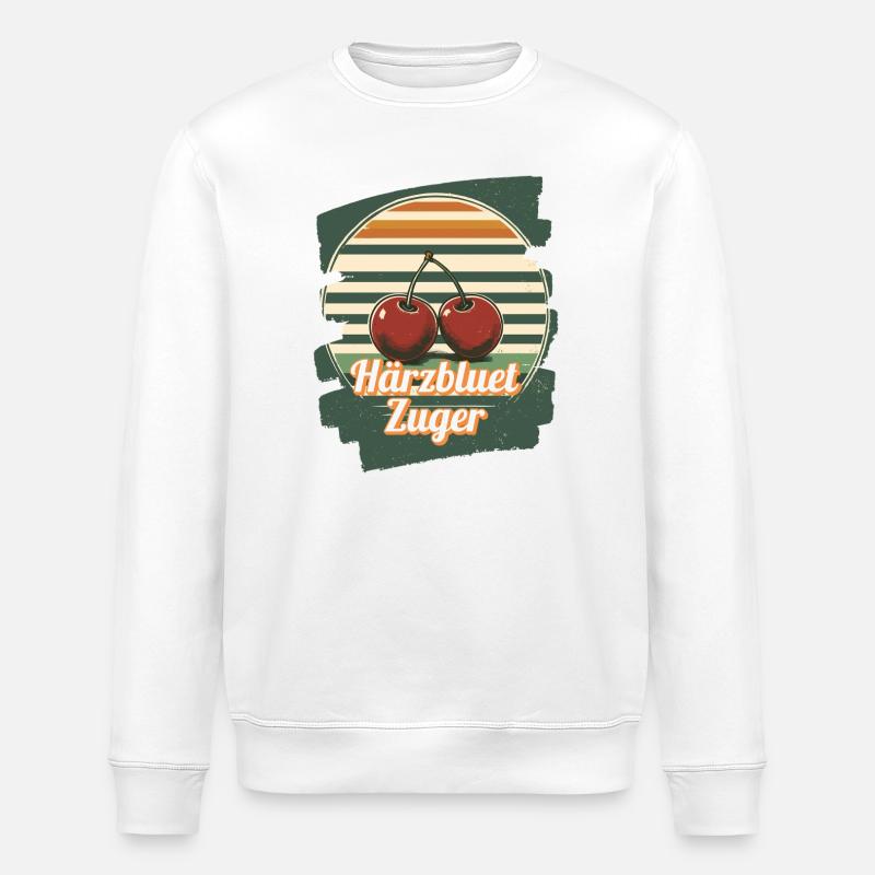 Härzbluetzuger Zuger Chriesi Cerises Canton Zoug - Sweat bio ROLLER Stanley/Stella Unisexe - blanc