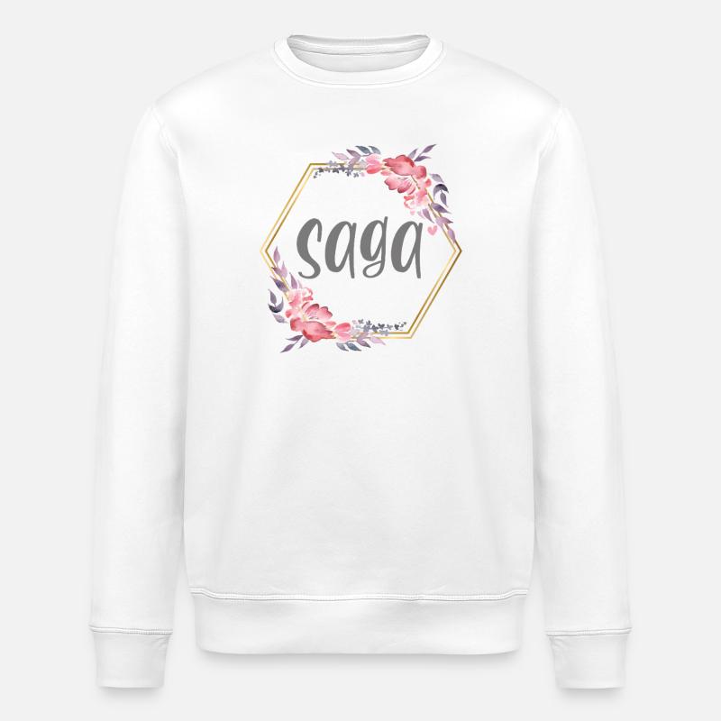 Saga Mädchen Name personalisiertes Geschenk - Stanley/Stella Unisex Bio-Sweatshirt ROLLER - Weiß