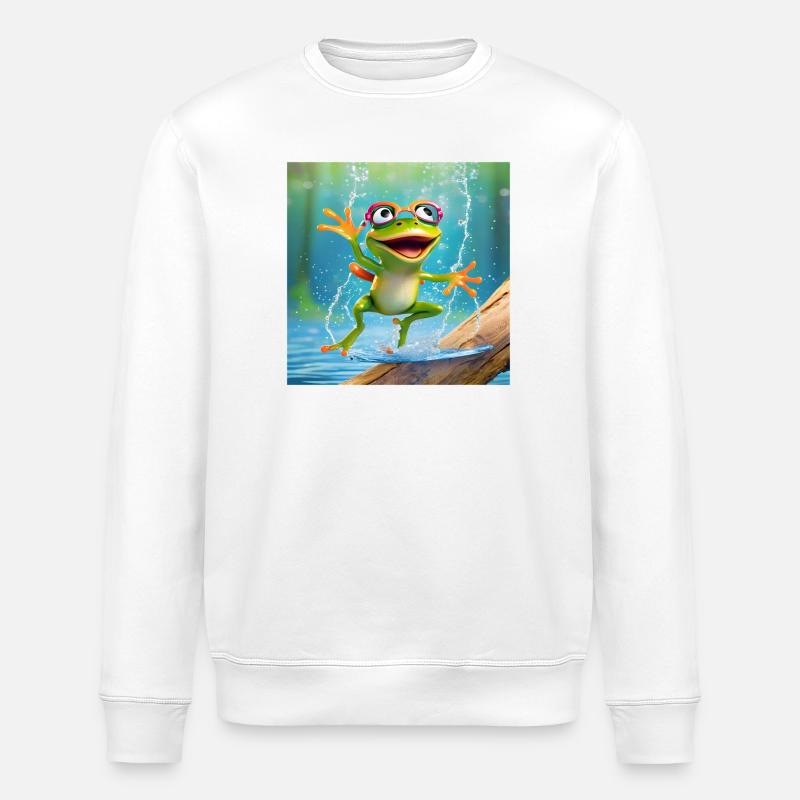 Frosch, Amphibie, Laubfrosch - Stanley/Stella Unisex Bio-Sweatshirt ROLLER - Weiß