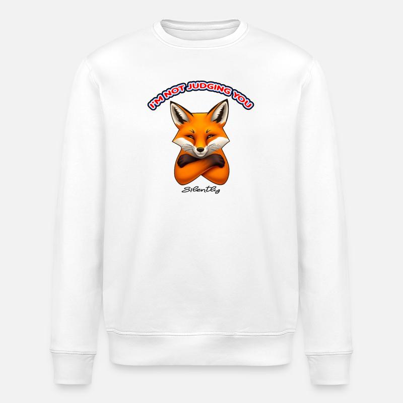 Cleverer Fuchs – Silently Judging You - Stanley/Stella Unisex Bio-Sweatshirt ROLLER - Weiß