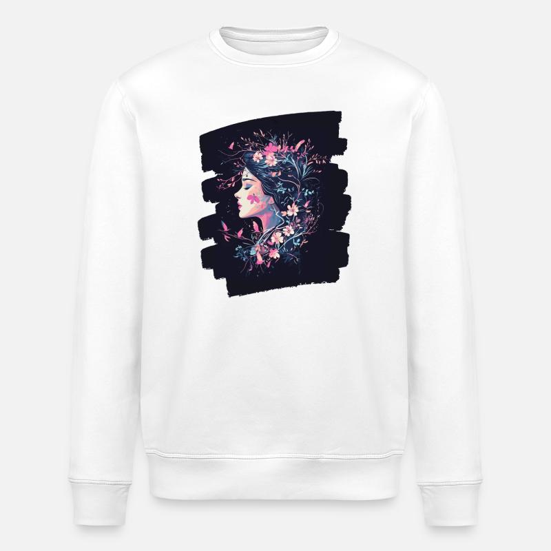Printemps Printemps Début Fleurs - Sweat bio ROLLER Stanley/Stella Unisexe - blanc