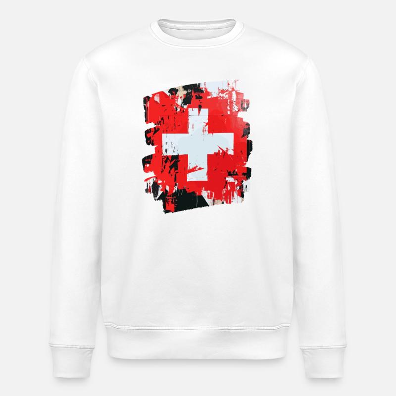 Schweizer Flagge Schweiz - Stanley/Stella Unisex Bio-Sweatshirt ROLLER - Weiß