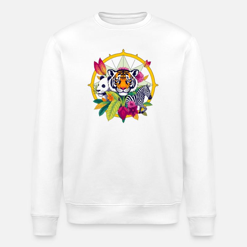 Tiger Panda Zebra - Stanley/Stella Unisex Bio-Sweatshirt ROLLER - Weiß