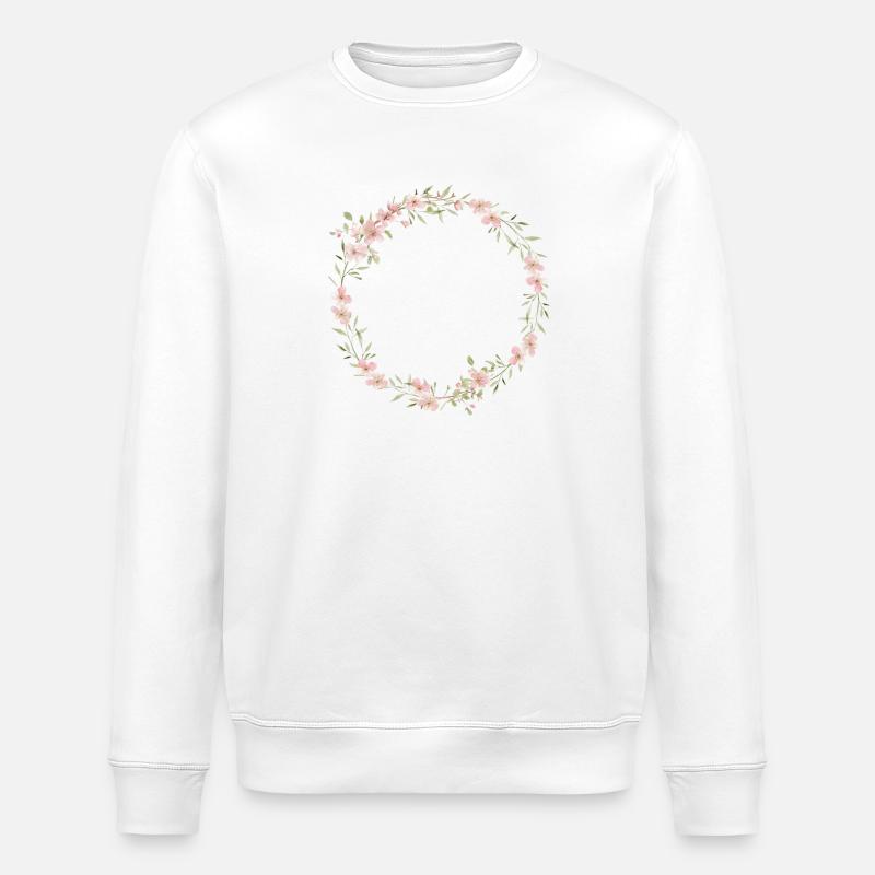 Spring Wreath - Personalizable - Stanley/Stella ROLLER Unisex Organic Sweatshirt - white