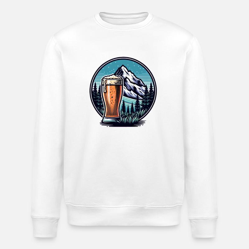 Bergblick mit Bierglas - Stanley/Stella Unisex Bio-Sweatshirt ROLLER - Weiß