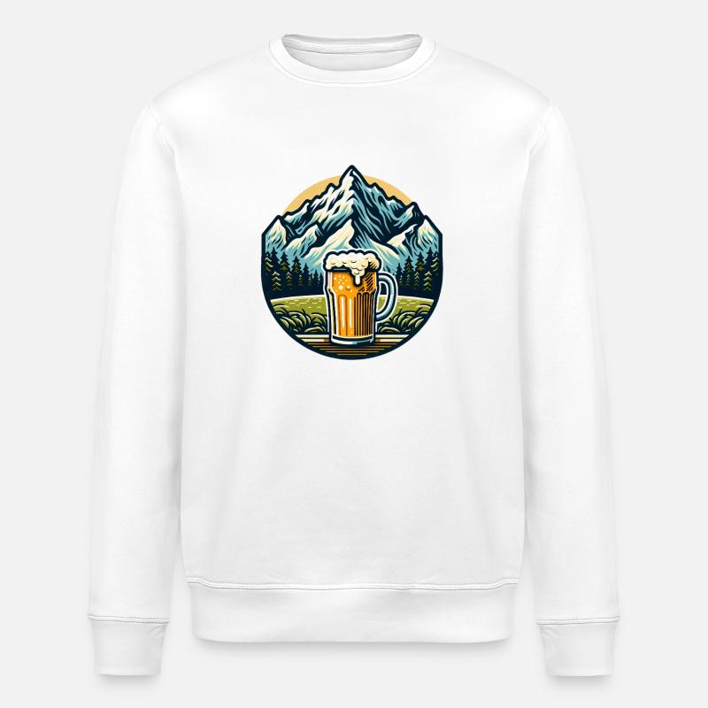 Bergblick mit Bier und Naturmotiv - Stanley/Stella Unisex Bio-Sweatshirt ROLLER - Weiß