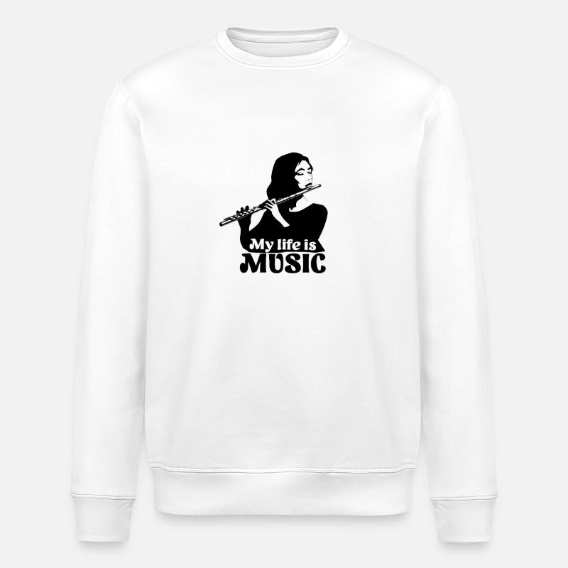 Querflöte - My Life Is Music Querflötistin - Stanley/Stella Unisex Bio-Sweatshirt ROLLER - Weiß