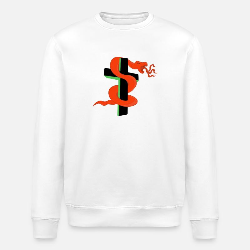 Schlange am Kreuz - Stanley/Stella Unisex Bio-Sweatshirt ROLLER - Weiß