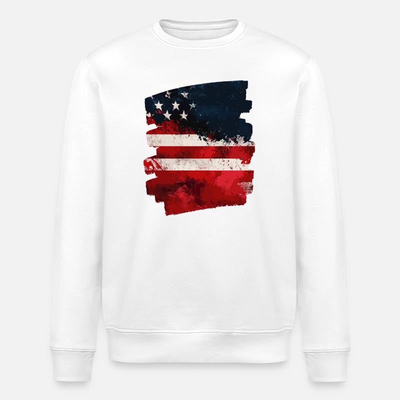 Drapeau des États-Unis d’Amérique - Sweat bio ROLLER Stanley/Stella Unisexe - blanc