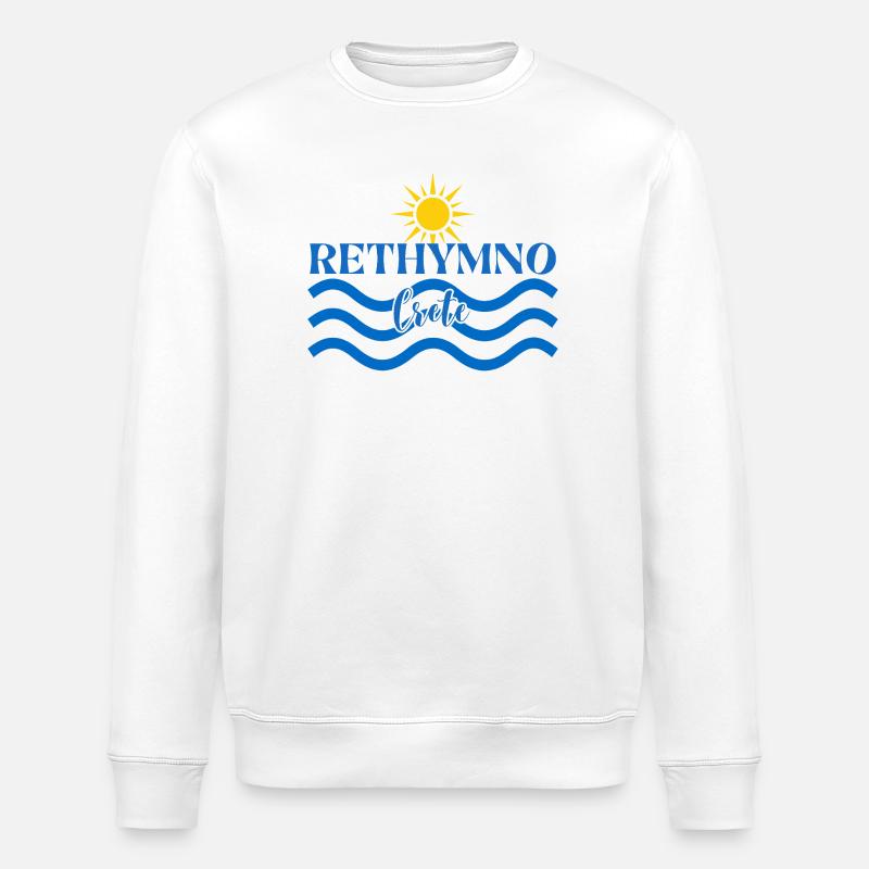 Rethymno Sunset Wave Design - Stanley/Stella ROLLER Unisex Organic Sweatshirt - white