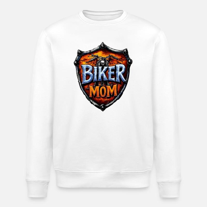 Bikerin Mom Motorcycle Gift - Stanley/Stella Unisex Bio-Sweatshirt ROLLER - Weiß