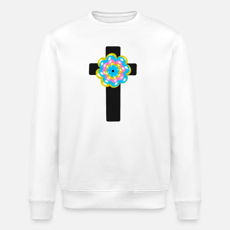 Kreuz Jesus Messias Kreuze - Stanley/Stella Unisex Bio-Sweatshirt ROLLER - Weiß