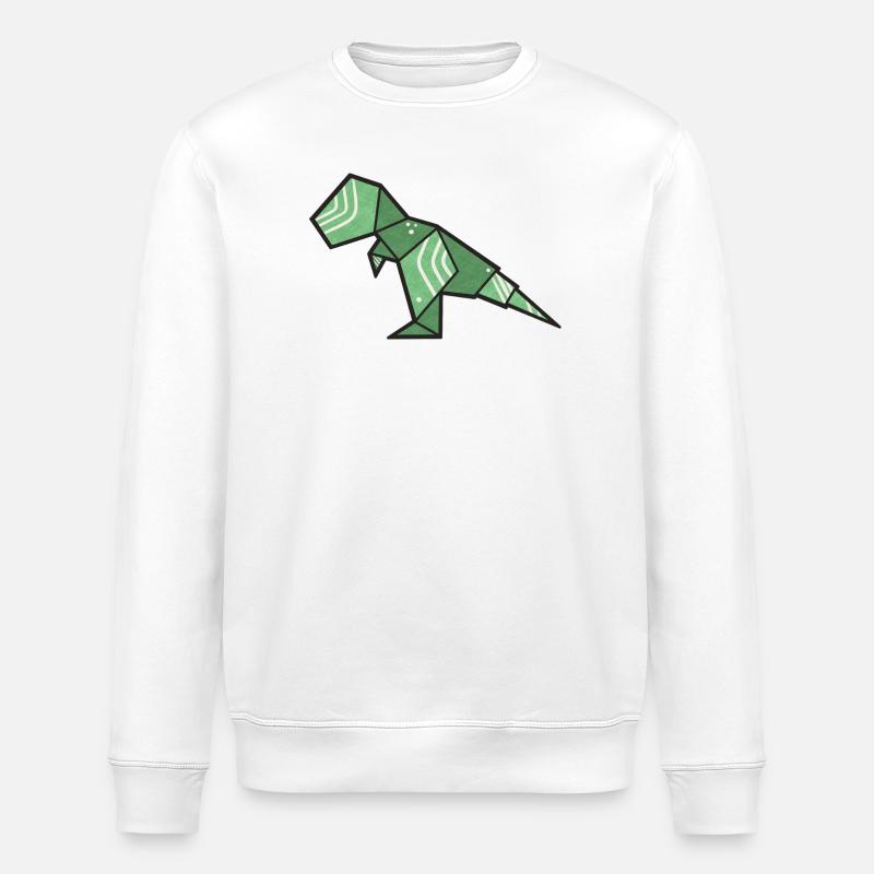 T-Rex Dino Origami Style - Stanley/Stella Unisex Bio-Sweatshirt ROLLER - Weiß