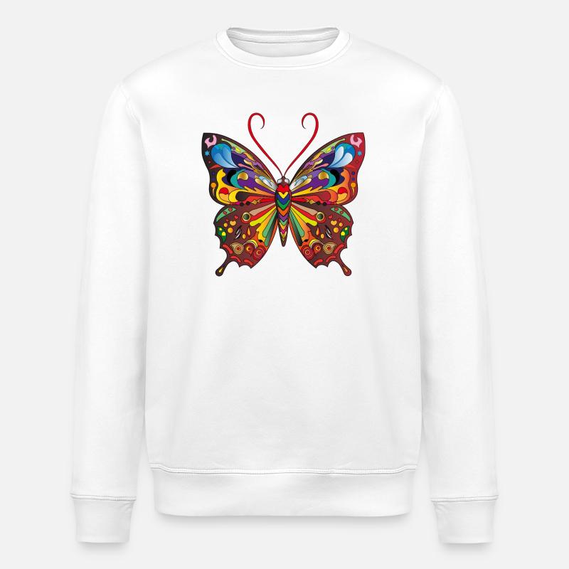 Der bunte Schmetterling - Stanley/Stella Unisex Bio-Sweatshirt ROLLER - Weiß