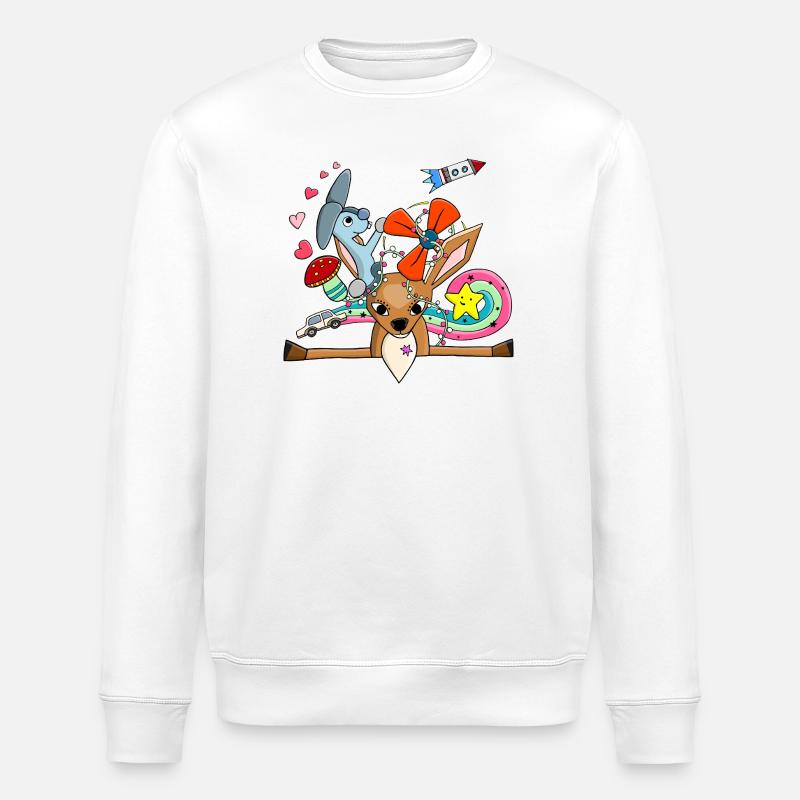 Süßes Reh, Hase Collage mit Regenbogen - Stanley/Stella Unisex Bio-Sweatshirt ROLLER - Weiß